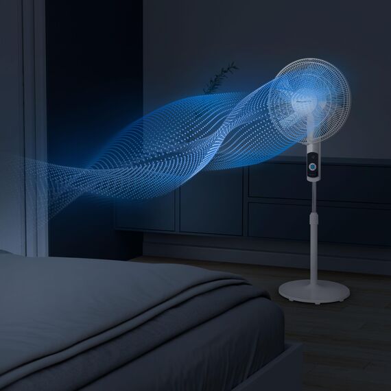 Rowenta Turbo Silence Standventilator, nur 35 dB(A) im Silent Night-Modus, energiesparend, 12 Geschwindigkeiten, digitaler LED-Bildschirm, Timer, Fernbedienung, Weiß, VU5650F0
