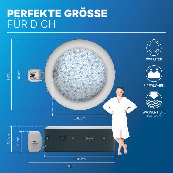 Bestway® Lay-Z-SPA® Energiespar-Whirlpool Miami AirJet™ für 6 Personen Ø 196 x 66 cm, Dunkelgrün