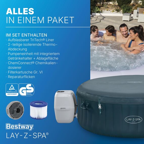 Bestway® Lay-Z-SPA® Energiespar-Whirlpool Miami AirJet™ für 6 Personen Ø 196 x 66 cm, Dunkelgrün