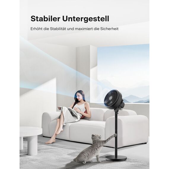 Pelonis 4 fach Höhenverstellbarer Säulenventilator Ultra Leiser Oscillierender Ventilator mit 90° Schwenkbereich & 3 Geschwindigkeiten für Schlafzimmer, Büro, Zuhause, Black