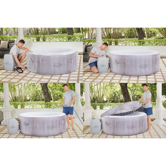 Bestway LAY-Z-SPA Cancun AirJet Whirlpool, 180 x 66 cm, 2-4 Personen, rund, graue Rattan-Optik