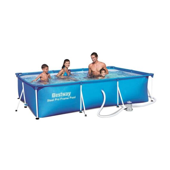 Bestway Frame Pool Deluxe Splash - Steel Pro, Set mit Filterpumpe, 300 x 201 x 66 cm, blau