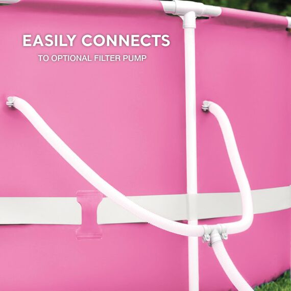 Intex 28290EH 2,4 m x 76,2 cm, einfach zu montieren, großer, runder Metallrahmen, oberirdischer Swimmingpool mit zwei Saugauslässen, Rosa