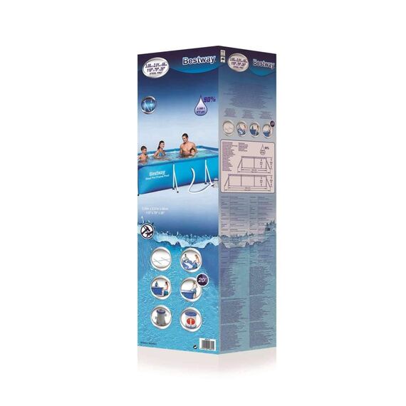 Bestway Frame Pool Deluxe Splash - Steel Pro, Set mit Filterpumpe, 300 x 201 x 66 cm, blau