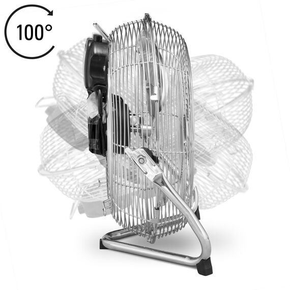 TROTEC Bodenventilator TVM 12 – 37 Watt, Neigungswinkel 100°, 3 Stufen, Ø 30 cm, kippfester Stand, leise, Silber