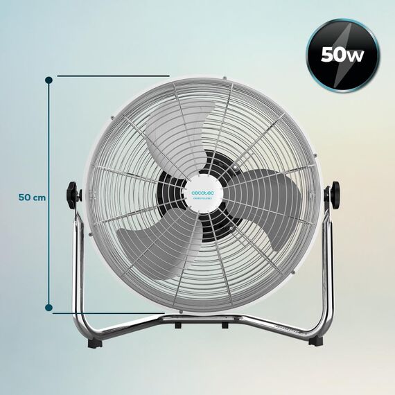 Cecotec Industrie-Ventilator EnergySilence 4500 GyroPro, 110 W, Automatische Schwenkfunktion, 3 Geschwindigkeiten, Kupfermotor, Einstellbar, Verchromte Oberfläche