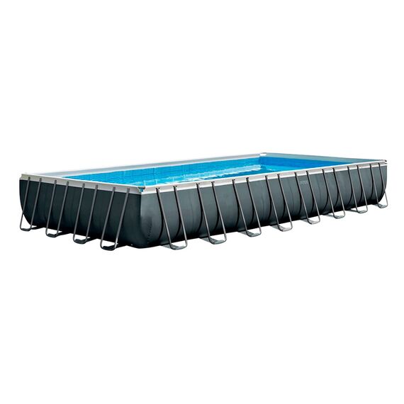 Intex 26374NP – Aufstellpool Ultra XTR Frame Rechteckig, Filterpumpe 10500 L/h, Leiter, Bodenplane und Abdeckplane, 54368 L, Stahl und PVC, Grau, 975x488x132 cm