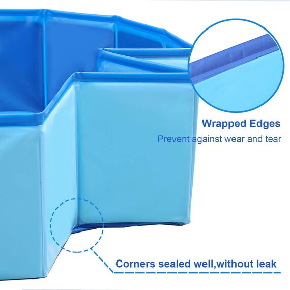 Jolitac Faltbarer Hundepool Swimmingpool Hunde Katze Doggy Pet Pool Haustierpool Badewanne Schwimmbecken Haustier Planschbecken mit Ablassventil (Small 80 x 20 cm)