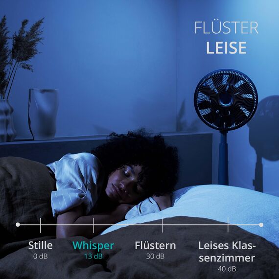 Duux Whisper Grau Standventilator Leise Steuerbar Mit Fernbedienung - Standventilator Höhenverstellbar (76-95cm) - Mit 26 Geschwindigkeitsstufen & Timer-Funktion Für EIN Komfortables Raumklima