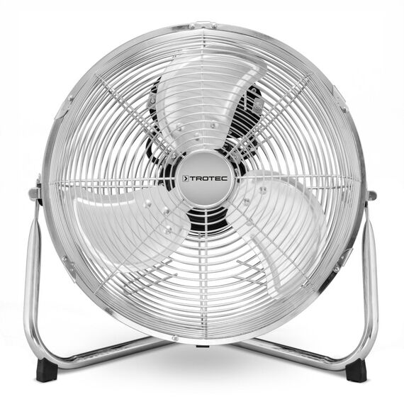 TROTEC Bodenventilator TVM 12 – 37 Watt, Neigungswinkel 100°, 3 Stufen, Ø 30 cm, kippfester Stand, leise, Silber