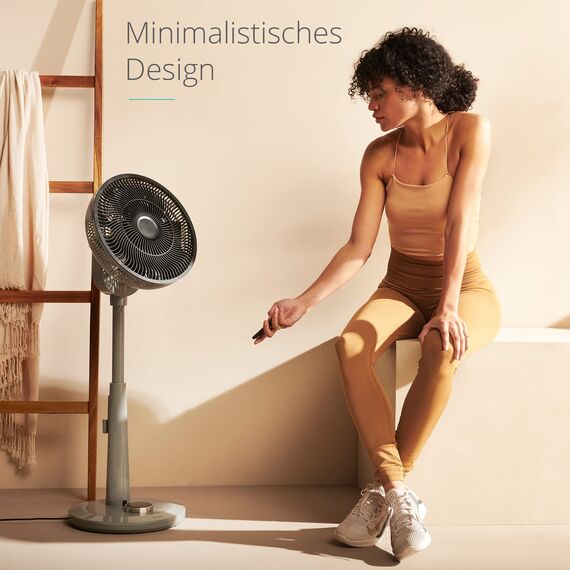 Duux Whisper Grau Standventilator Leise Steuerbar Mit Fernbedienung - Standventilator Höhenverstellbar (76-95cm) - Mit 26 Geschwindigkeitsstufen & Timer-Funktion Für EIN Komfortables Raumklima