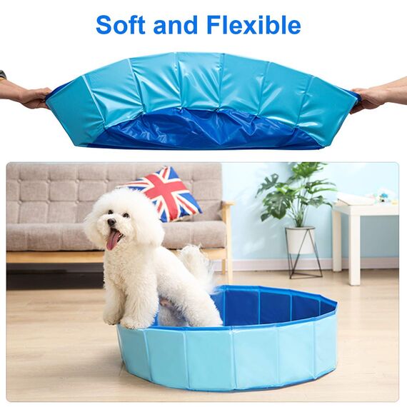 Jolitac Faltbarer Hundepool Swimmingpool Hunde Katze Doggy Pet Pool Haustierpool Badewanne Schwimmbecken Haustier Planschbecken mit Ablassventil (Small 80 x 20 cm)