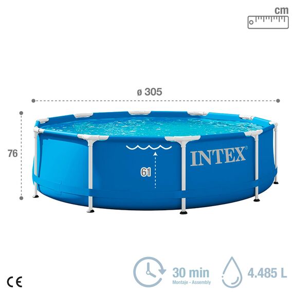 Intex 28202UK 10ft x 30in Metal Frame Swimming Pool with Filter Pump, 4,485 liters, Blue, 305x76 cm
