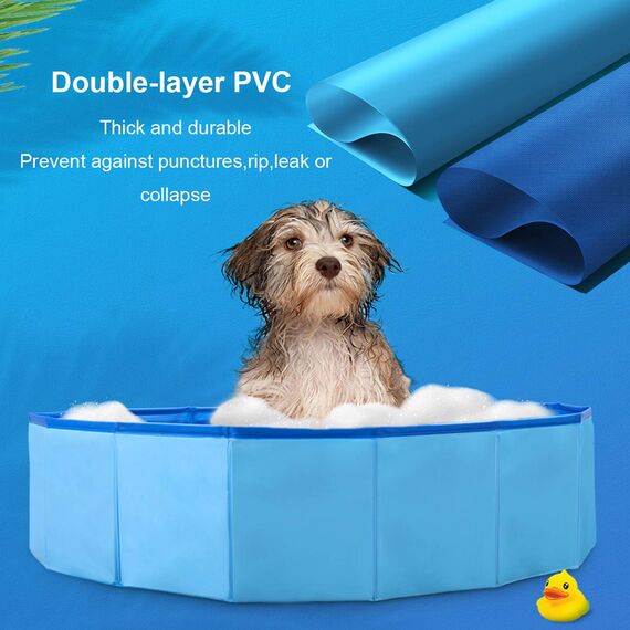 Jolitac Faltbarer Hundepool Swimmingpool Hunde Katze Doggy Pet Pool Haustierpool Badewanne Schwimmbecken Haustier Planschbecken mit Ablassventil (Small 80 x 20 cm)