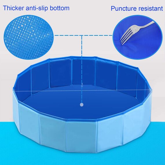 Jolitac Faltbarer Hundepool Swimmingpool Hunde Katze Doggy Pet Pool Haustierpool Badewanne Schwimmbecken Haustier Planschbecken mit Ablassventil (Small 80 x 20 cm)