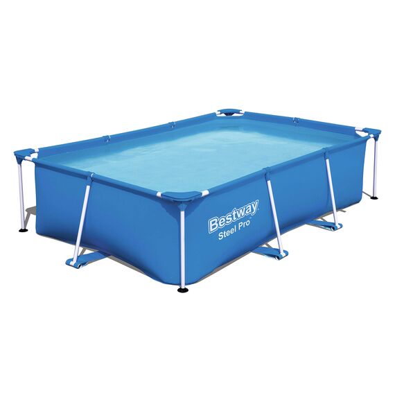 Bestway Steel Pro Frame Pool ohne Pumpe, viereckig 221x150x43 cm, Stahlrahmenpool, blau