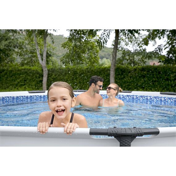 Bestway Steel Pro MAX Frame Pool Komplett-Set mit Filterpumpe Ø 427 x 122 cm, lichtgrau, rund
