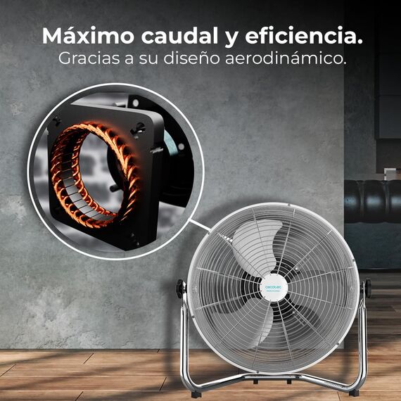 Cecotec Industrie-Ventilator EnergySilence 5000 Pro, 120 W, 3 Metallklingen 20" (51 cm), Kupfermotor, 3 Geschwindigkeiten, Einstellbare Neigung, Verchromte Oberfläche