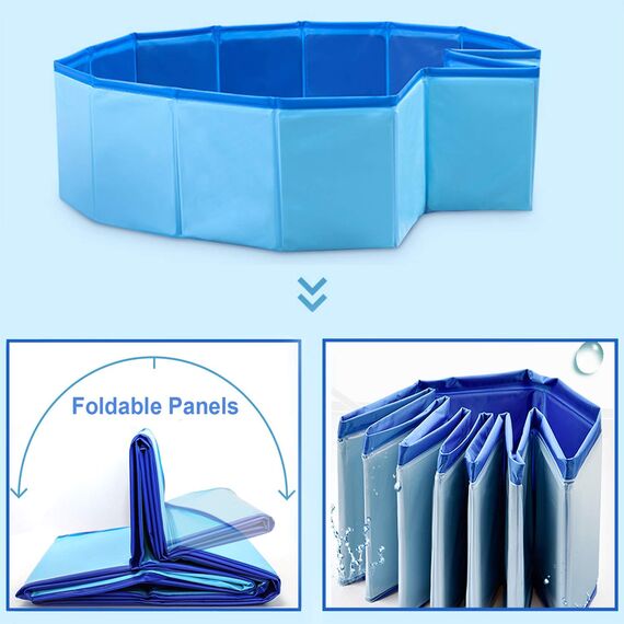 Jolitac Faltbarer Hundepool Swimmingpool Hunde Katze Doggy Pet Pool Haustierpool Badewanne Schwimmbecken Haustier Planschbecken mit Ablassventil (Small 80 x 20 cm)