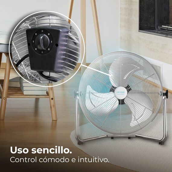 Cecotec Industrie-Ventilator EnergySilence 5000 Pro, 120 W, 3 Metallklingen 20" (51 cm), Kupfermotor, 3 Geschwindigkeiten, Einstellbare Neigung, Verchromte Oberfläche