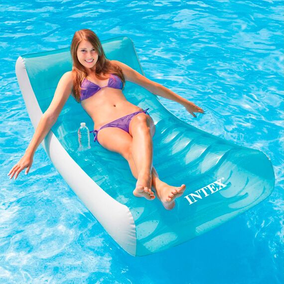 Intex Ghost Aufblasbarer Sessel für Pool, mit Tassenhalter, Polyvinylchlorid, Weiß
