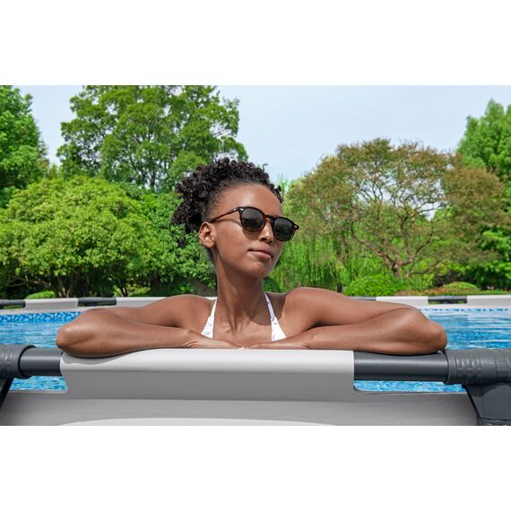 Bestway Steel Pro MAX Frame Pool Komplett-Set mit Filterpumpe Ø 427 x 122 cm, lichtgrau, rund
