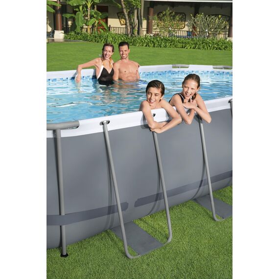 Bestway Power Steel Frame Pool Set, oval, grau, 424 x 250 x 100 cm