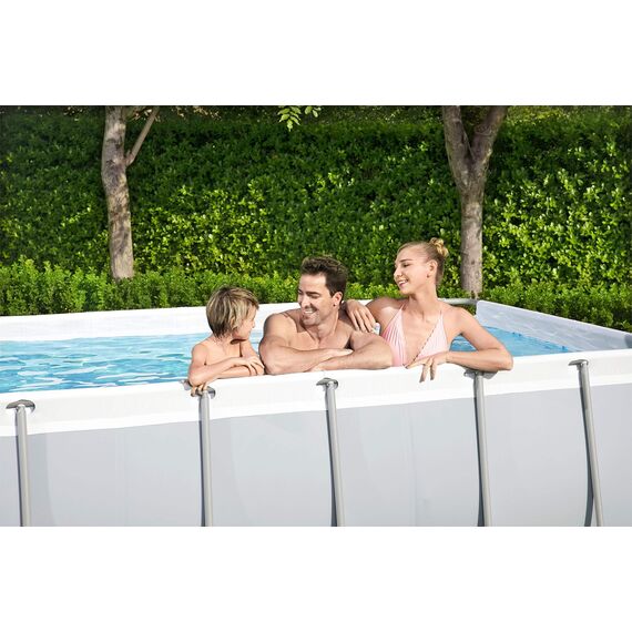 BESTWAY Power Steel Rectangular Pool Set 412x201x122 cm, Stahlrahmenpool-Set mit Filterpumpe und Zubehör