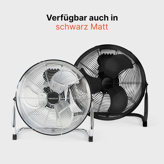 ProfiCare® Windmaschine mit 40 cm Ø | Ventilator verstellbarer Winkel | Bodenventilator 3 Stufen | Ventilator leise aus Metall | Luftkühler | Standlüfter | Raumkühler | PC-VL 3065 WM chrom