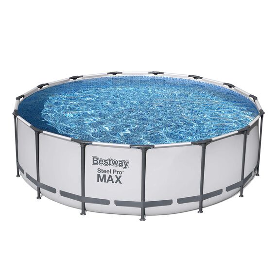 Bestway® Steel Pro MAX™ Aufstellpool Komplett-Set mit Filterpumpe Ø 457 x 122 cm, lichtgrau, rund