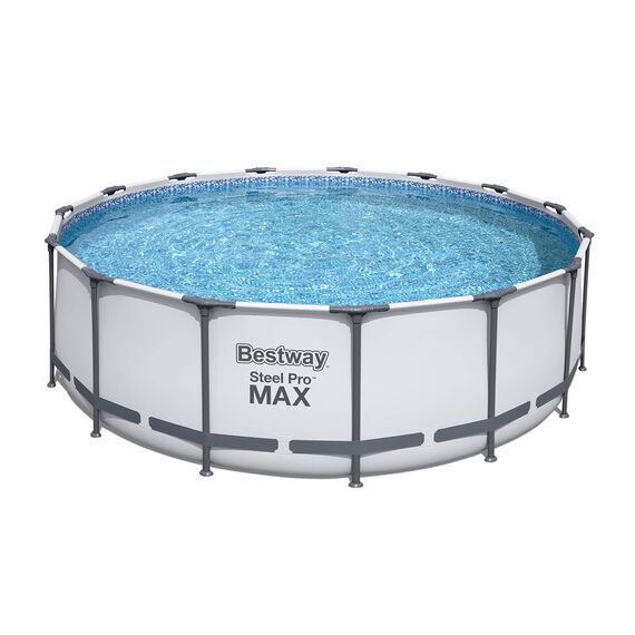 Bestway® Steel Pro MAX™ Aufstellpool Komplett-Set mit Filterpumpe Ø 457 x 122 cm, lichtgrau, rund