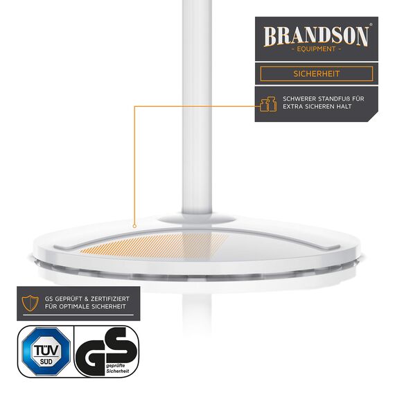 Brandson - Standventilator DC Silent mit Fernbedienung + LED Display - 24 Geschwindigkeiten - Oszillation 80° - Ventilator sehr leise - Höhe verstellbar - Kopf neigbar - Weiss - energiesparend