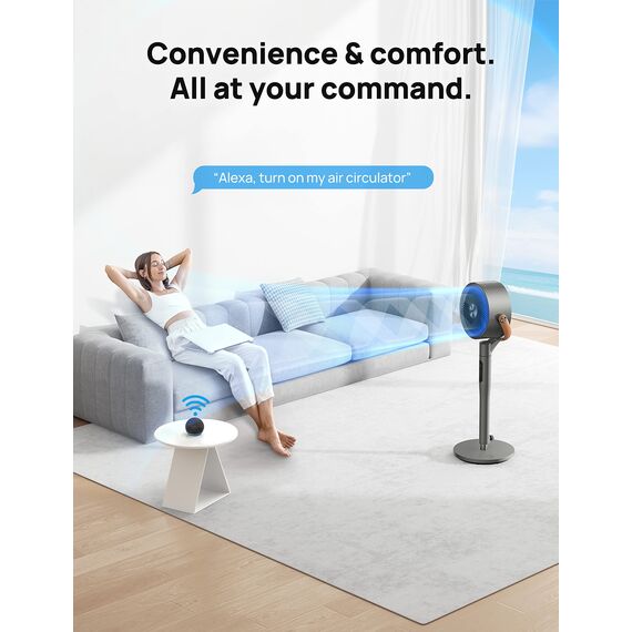 Dreo 25 dB leiser Smart Standventilator, 110 cm Höhe 6 Modi 8 Geschwindigkeiten 120°+105° Omni-direktionale oszillierende Ventilator mit Fernbedienung Sprachsteuerung für Schlafzimmer, PolyFan 513S