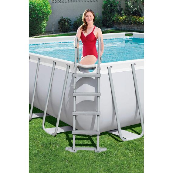 BESTWAY Power Steel Rectangular Pool Set 412x201x122 cm, Stahlrahmenpool-Set mit Filterpumpe und Zubehör