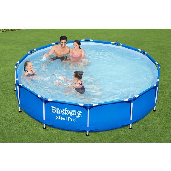 Bestway Steel Pro Frame Pool Set, rund, ohne Pumpe, 366 x 76 cm, 56706, Blau, Ø 366 x 76 cm