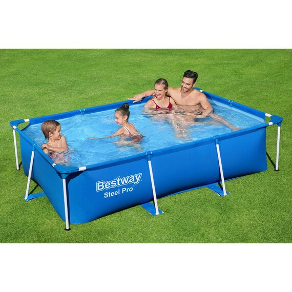 Bestway Steel Pro Frame Pool ohne Pumpe, viereckig 221x150x43 cm, Stahlrahmenpool, blau
