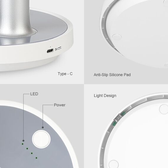 memumi Standventilator USB Ventilator,Höhenverstellbarer Tischventilator mit Nachtlicht,4 Geschwindigkeitsstufen |Über USB aufladbar, Tischventilator für Haus & Büro - weiß
