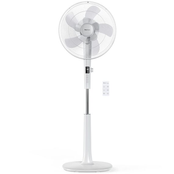 Pro Breeze 40 cm Standventilator mit DC Motor, Doppelflügel Technologie, Ventilator mit Fernbedienung & LED Display, 26 Lüftergeschwindigkeiten, 90° Oszillation, 24h Timer, höhenverstellbar, Weiß