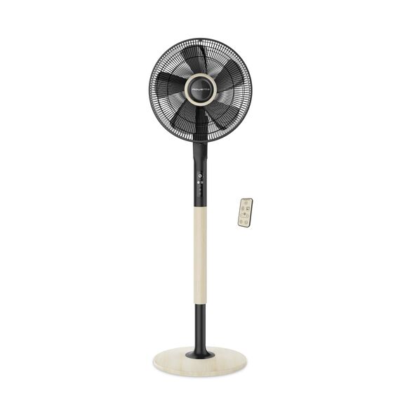 Rowenta Standventilator Turbo Silence Extreme+ VU5880 | Fernbedienung | 5 Geschwindigkeiten | Automatische Oszillation | Energiesparmodus | Abschaltautomatik | Timer | Schwarz + Holz-Finish