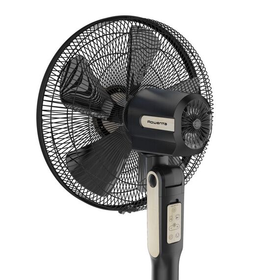 Rowenta Standventilator Turbo Silence Extreme+ VU5880 | Fernbedienung | 5 Geschwindigkeiten | Automatische Oszillation | Energiesparmodus | Abschaltautomatik | Timer | Schwarz + Holz-Finish