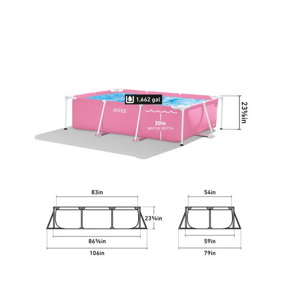 28266NP-Pischbecken mit kleinem Rahmen, Rosa, 220 x 150 x 60 cm, 166 cm