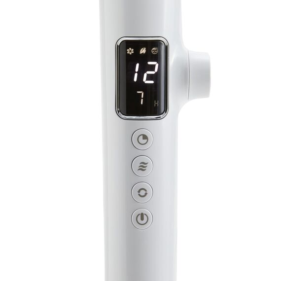 Amazon Basics Standventilator 40 cm mit DC-Motor, 12 Geschwindigkeiten und Fernbedienung, 3 Windmodi, Doppelschicht-Rotorblätter, Timer, Energieeffizient und Leiser DC-Motor (28W), Weiß