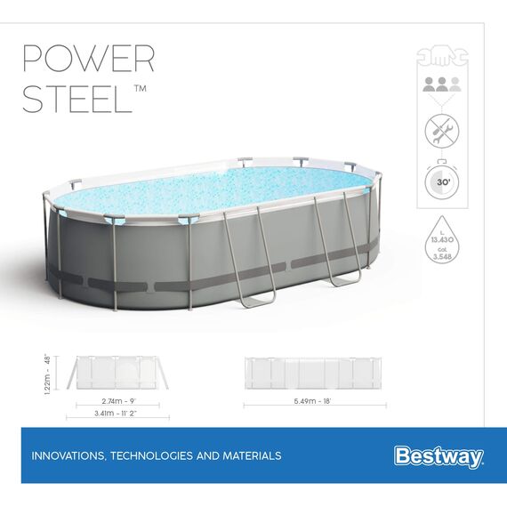 BESTWAY Power Steel Pool Komplett-Set, oval, 549x274x122cm