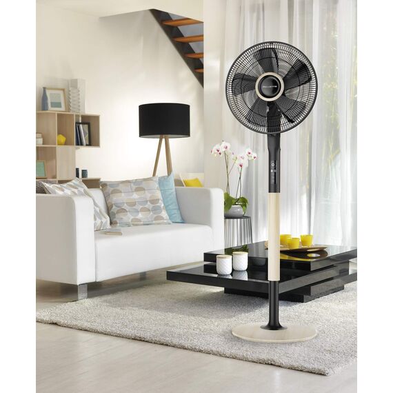 Rowenta Standventilator Turbo Silence Extreme+ VU5880 | Fernbedienung | 5 Geschwindigkeiten | Automatische Oszillation | Energiesparmodus | Abschaltautomatik | Timer | Schwarz + Holz-Finish