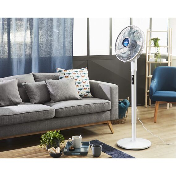 Rowenta VU5770 Turbo Silence Extreme+ Standventilator (5 Geschwindigkeitsstufen, Timer-Funktion, verstellbarer Neigungswinkel, 35 dB(A), 100% Kupfermotor, inkl. Fernbedienung, sehr kompakt) weiß