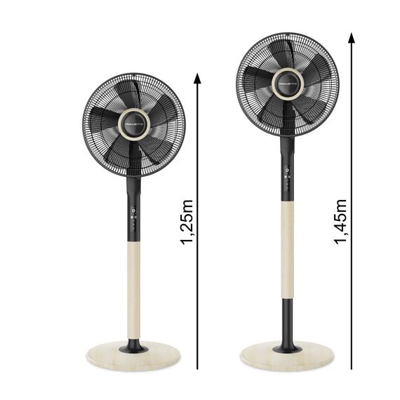 Rowenta Standventilator Turbo Silence Extreme+ VU5880 | Fernbedienung | 5 Geschwindigkeiten | Automatische Oszillation | Energiesparmodus | Abschaltautomatik | Timer | Schwarz + Holz-Finish