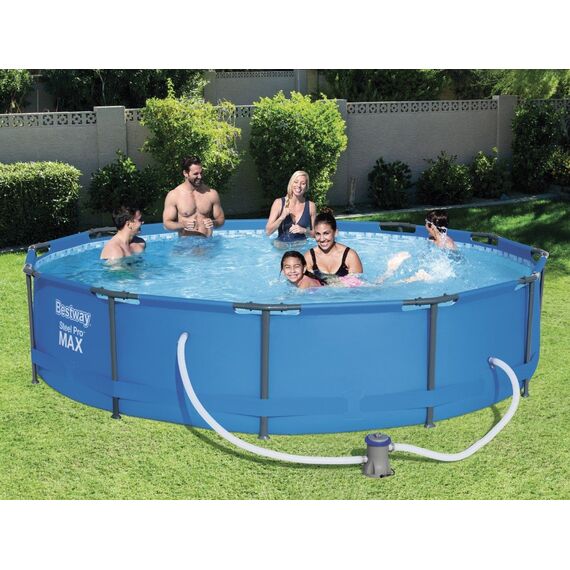 Bestway Steel Pro Max Stahlrahmenpool Set mit Filterpumpe, 6473 L, blau, 366 x 366 x 76 cm