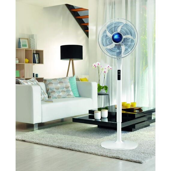 Rowenta VU5770 Turbo Silence Extreme+ Standventilator (5 Geschwindigkeitsstufen, Timer-Funktion, verstellbarer Neigungswinkel, 35 dB(A), 100% Kupfermotor, inkl. Fernbedienung, sehr kompakt) weiß