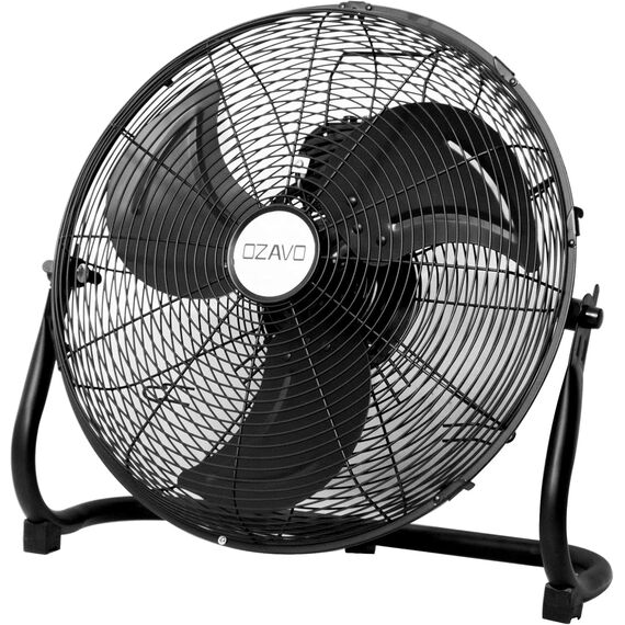OZAVO Standventilator, Windmaschine ⌀35 cm mit 3 Laufgeschwindigkeiten, Bodenventilator Power, Tischventilator Metall, Luftkühler, verstellbare Neigungswinkel, 50W, Schwarz