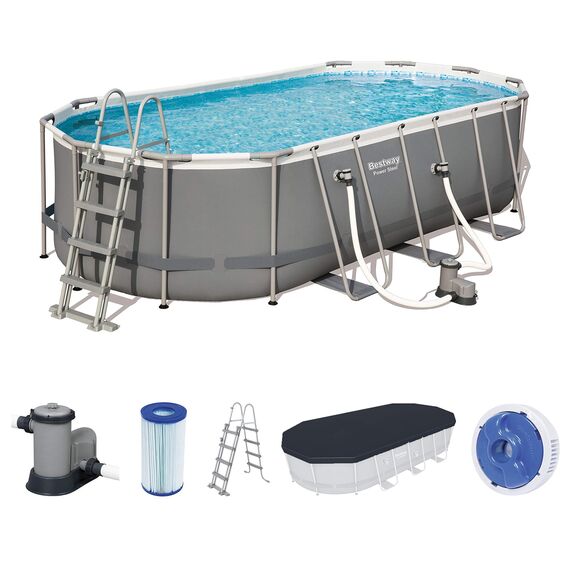 BESTWAY Power Steel Pool Komplett-Set, oval, 549x274x122cm